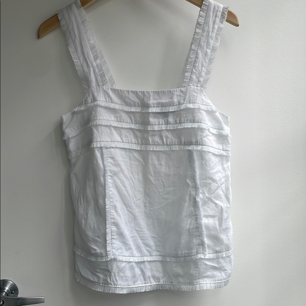 J Crew White Sleeveless Women's Linen Top